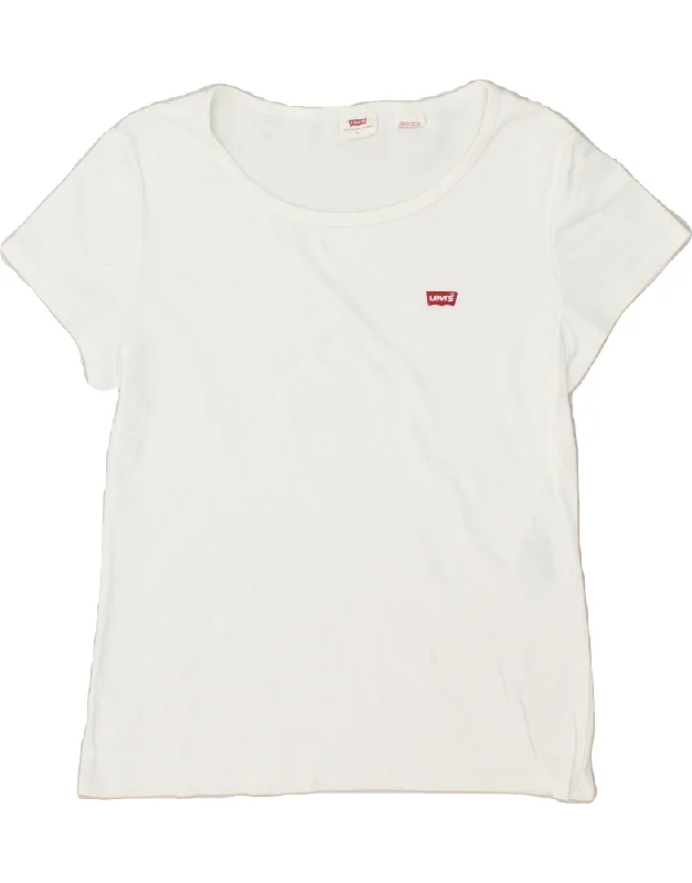 LEVI'S Womens T-Shirt Top UK 14 Large White Cotton