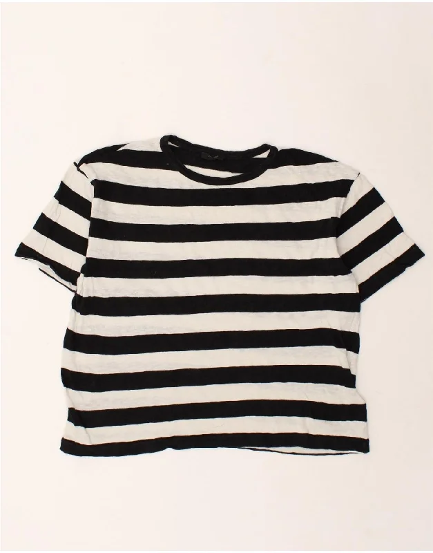 MASSIMO DUTTI Womens T-Shirt Top UK 14 Medium Black Striped