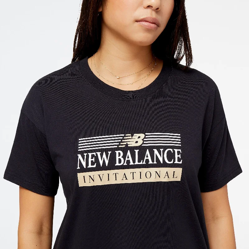 New Balance Women's Sport Core Invitational Cotton Jersey Boxy T-Shirt Striped Floral Plaid New Balance Women's Sport Core Invitational Cotton Jersey Boxy T-Shirt Striped Floral Plaid