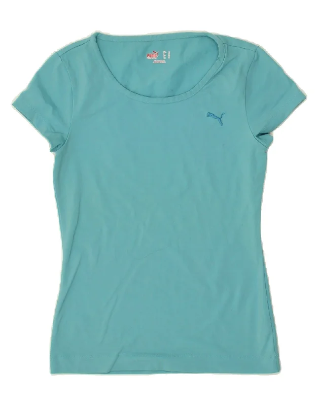 PUMA Womens T-Shirt Top UK 10 Small Blue Nylon