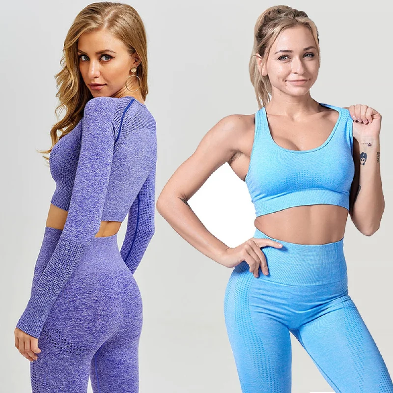 Seamless 2 Piece Women Yoga Set Gym Clothing Fitness Leggings+Cropped Bra Sport Suit Women Long Sleeve Tracksuit Active Wear Comfortable Sports Performance Tights Seamless 2 Piece Women Yoga Set Gym Clothing Fitness Leggings+Cropped Bra Sport Suit Women Long Sleeve Tracksuit Active Wear Comfortable Sports Performance Tights