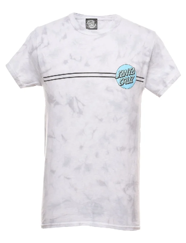 Tie Dye Design Light Grey & Blue Santa Cruz Printed T-shirt - S Iron Safe Non-Iron Wrinkle Free Tie Dye Design Light Grey & Blue Santa Cruz Printed T-shirt - S Iron Safe Non-Iron Wrinkle Free
