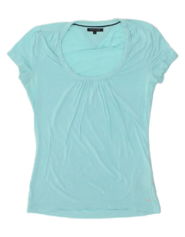 TOMMY HILFIGER Womens T-Shirt Top UK 10 Small Turquoise Modal