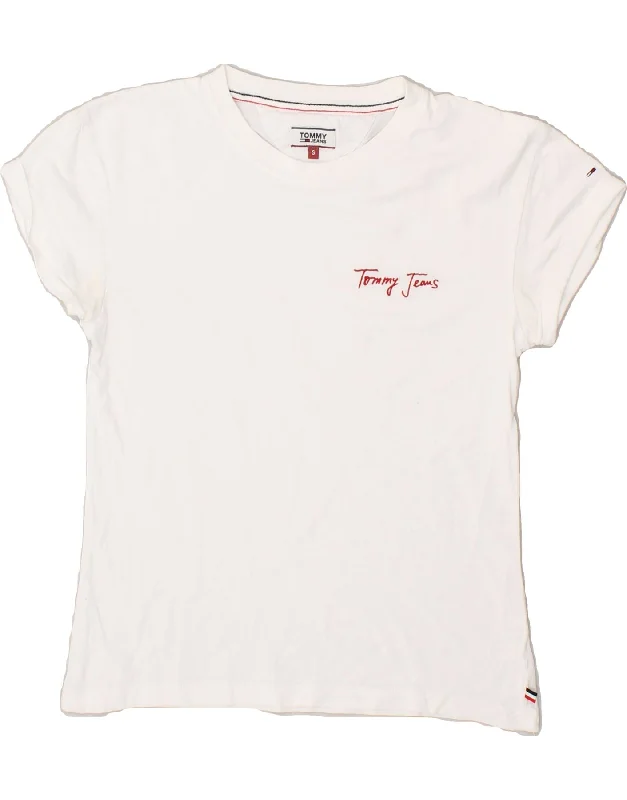 TOMMY HILFIGER Womens T-Shirt Top UK 10 Small White Machine Wash Dry Clean Hand Wash TOMMY HILFIGER Womens T-Shirt Top UK 10 Small White Machine Wash Dry Clean Hand Wash