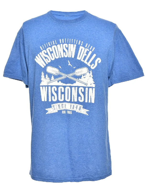Wisconsin Printed T-shirt - M Striped Floral Plaid