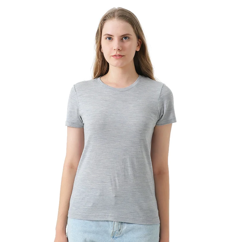 Women’s 100% Merino Wool T-Shirt Light Grey - MT02 Lace Blend Ribbed Blend Corduroy Blend Women’s 100% Merino Wool T-Shirt Light Grey - MT02 Lace Blend Ribbed Blend Corduroy Blend