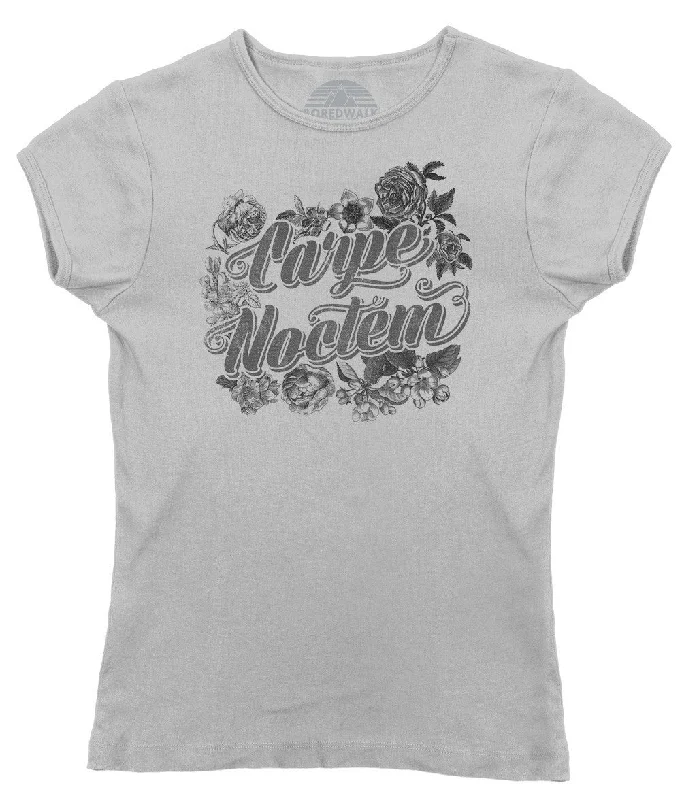 Women's Carpe Noctem T-Shirt - Goth Soft Grunge Boho Vampire Seize the Night Boxy Fit Fitted Loose Women's Carpe Noctem T-Shirt - Goth Soft Grunge Boho Vampire Seize the Night Boxy Fit Fitted Loose
