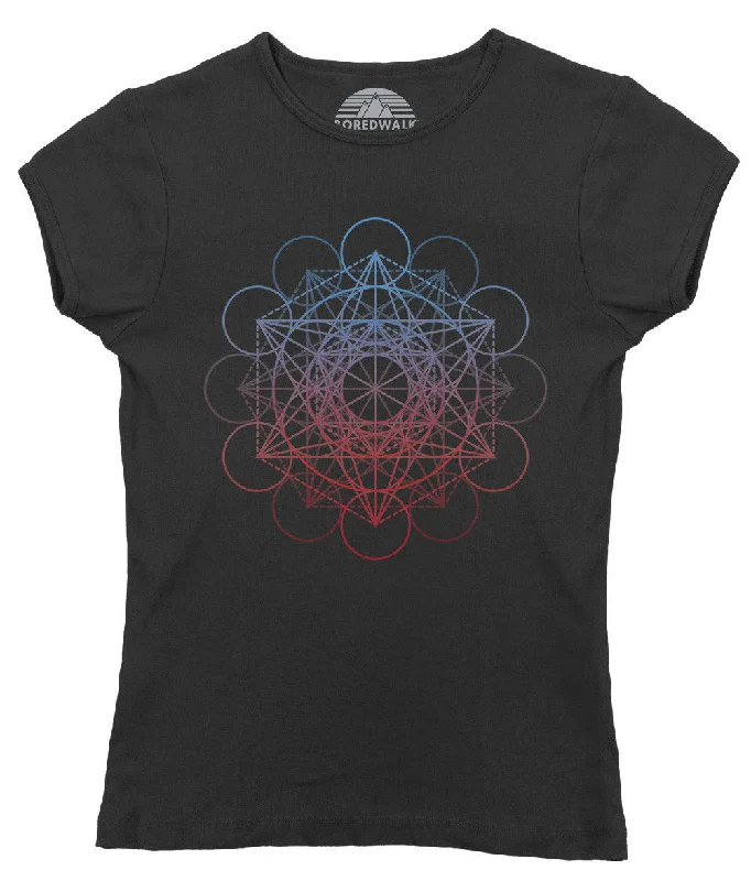 Women's Metatrons Cube Rainbow T-Shirt Geometric Crystal New Age Yoga Anti-Pilling Machine Wash Handmade Women's Metatrons Cube Rainbow T-Shirt Geometric Crystal New Age Yoga Anti-Pilling Machine Wash Handmade