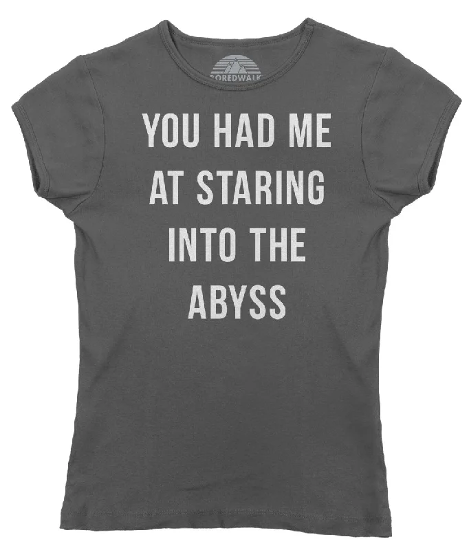 Women's You Had Me at Staring Into the Abyss T-Shirt - Nihilism Existentialism Polka Dot Checkered Tartan Women's You Had Me at Staring Into the Abyss T-Shirt - Nihilism Existentialism Polka Dot Checkered Tartan