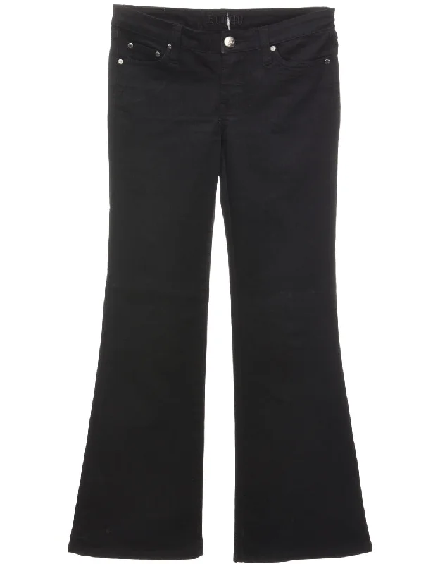 Black Flared Jeans - W30 L31 Cozy Wide-Legged Jeans