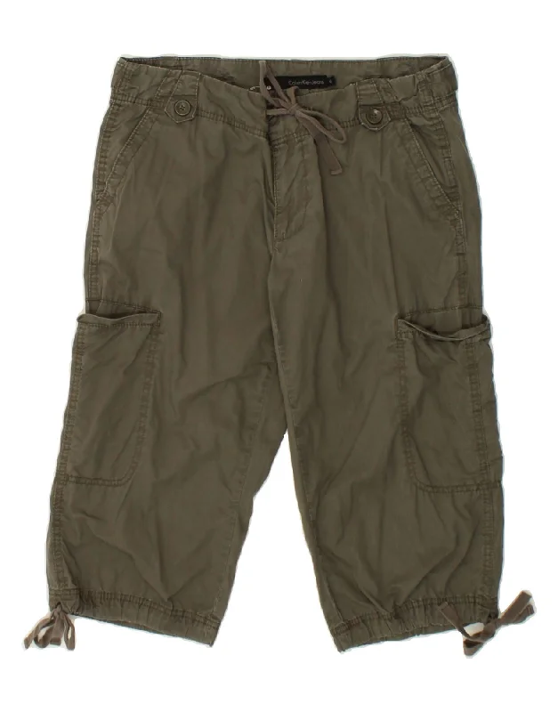CALVIN KLEIN JEANS Womens Cargo Bermuda Shorts US 6 Large W32 Khaki Cotton Trendy Layered Pocket Jeans