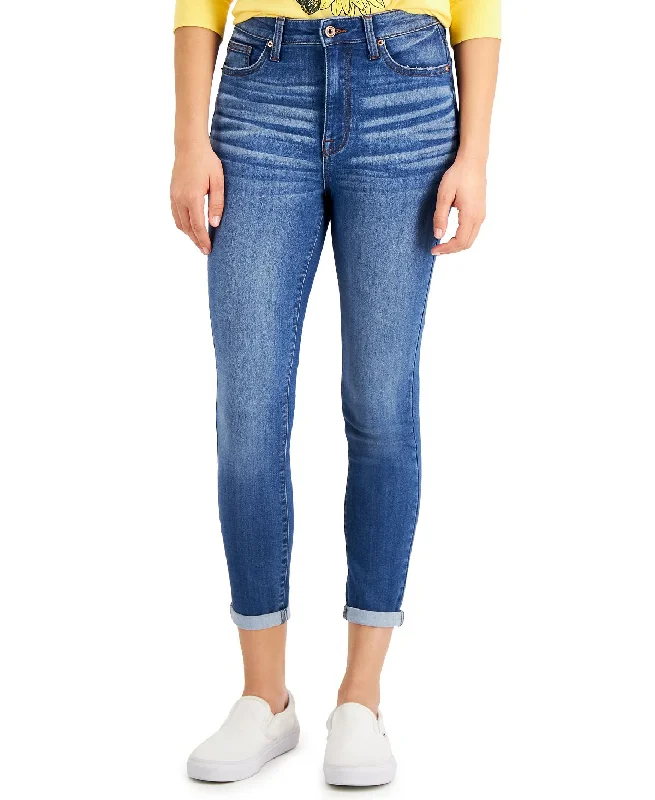 Celebrity Pink Juniors' Curvy High Rise Skinny Cropped Jeans Rudolph Cozy Stretch High-Waist Jeans Celebrity Pink Juniors' Curvy High Rise Skinny Cropped Jeans Rudolph Cozy Stretch High-Waist Jeans