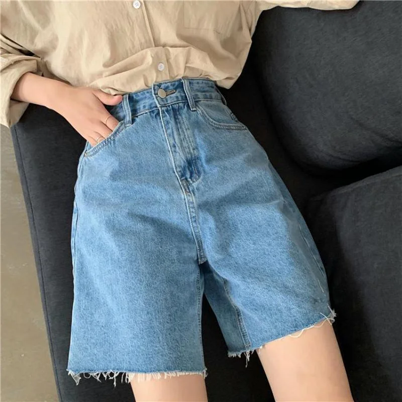 Cotton Denim Shorts Jeans Half Length Short High Waist Biker Shorts Fashionable Mom Jeans Cotton Denim Shorts Jeans Half Length Short High Waist Biker Shorts Fashionable Mom Jeans