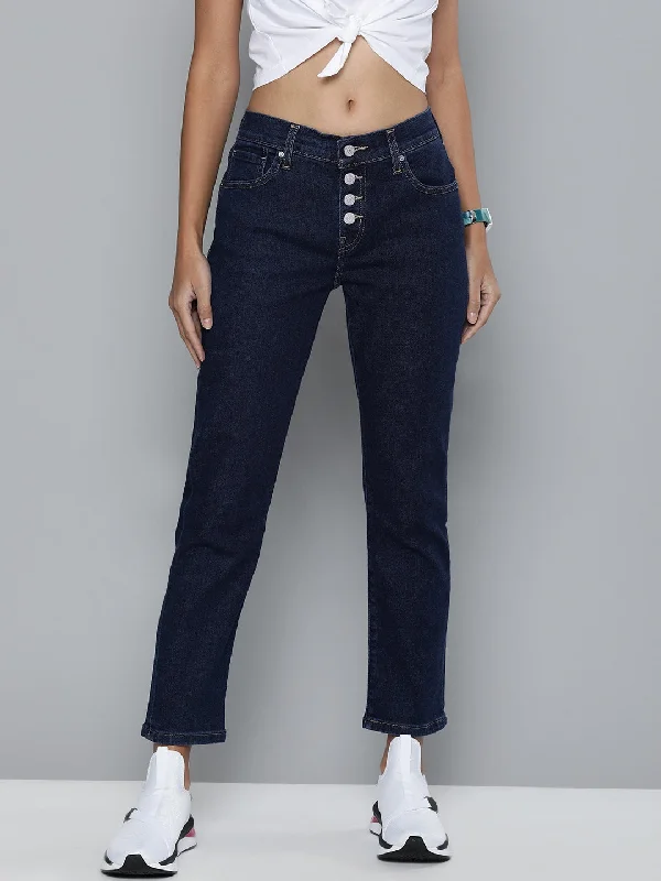 Women's High Rise Boyfriend Jeans Fashionable Slouchy Fit Jeans