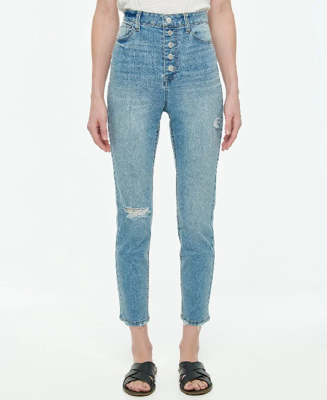 Vanilla Star Juniors' Exposed Button-fly High Rise Skinny Jeans Renny Fashionable Relaxed Fit Denim Vanilla Star Juniors' Exposed Button-fly High Rise Skinny Jeans Renny Fashionable Relaxed Fit Denim