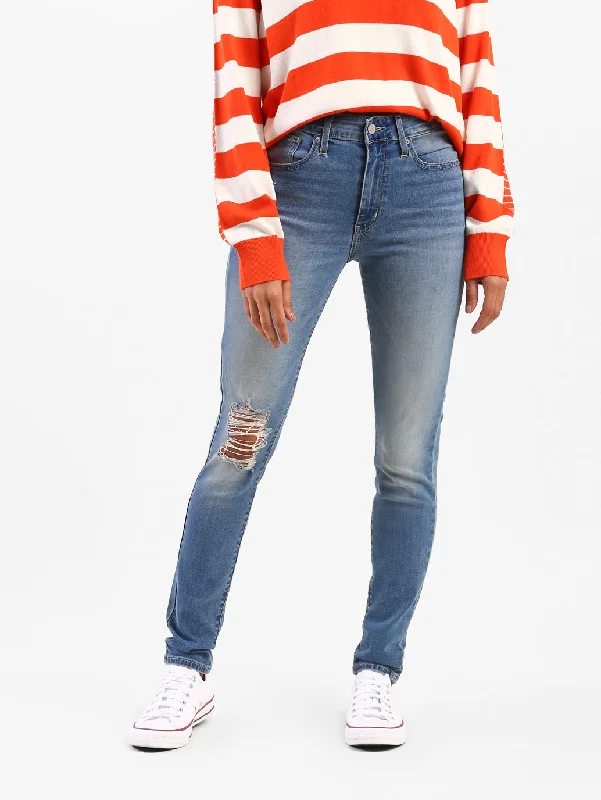 Women's High Rise 721 Skinny Fit Jeans Fashionable Button-Front Jeans