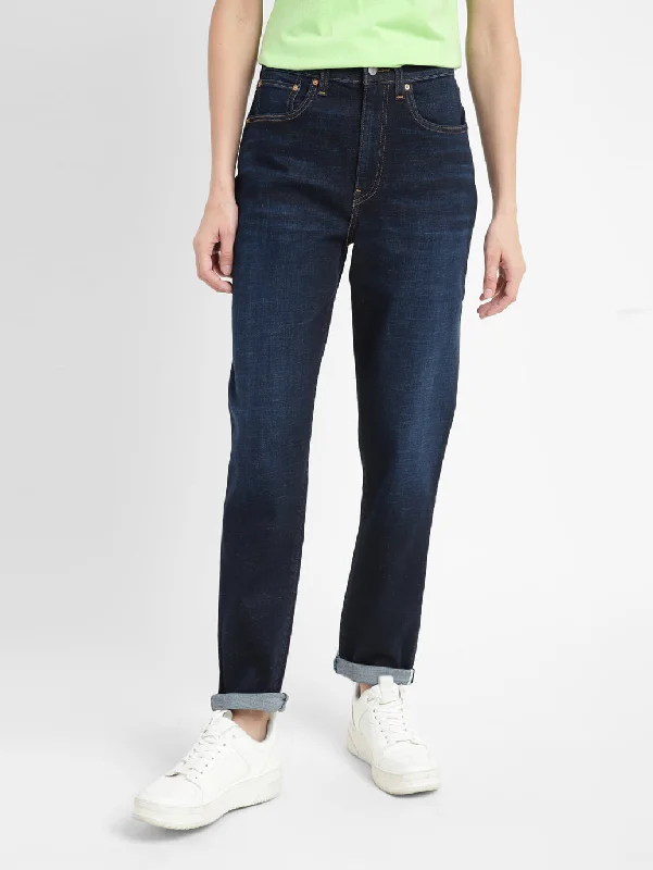 Women's High Rise Straight Fit Jeans Comfortable Full-Length Denim Jeans