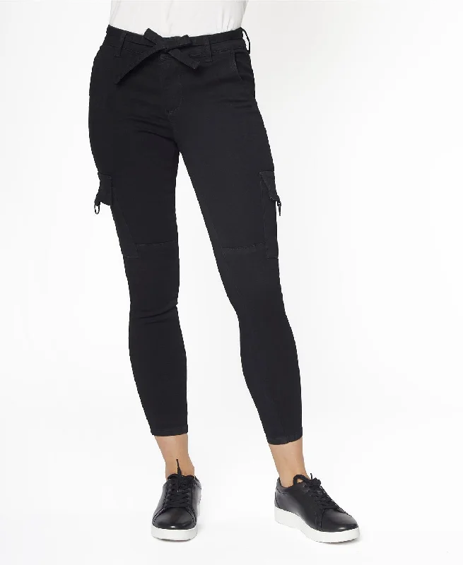 Zoe By Zoe + Phoebe Juniors' Mid Rise Self Belt Cargo Skinny Jeans Black Fashionable Mom Jeans Zoe By Zoe + Phoebe Juniors' Mid Rise Self Belt Cargo Skinny Jeans Black Fashionable Mom Jeans