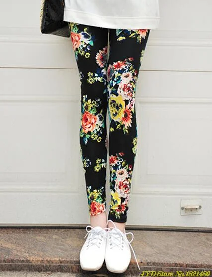 Women Leggings High Street Cotton Leggin Casual Floral Printed Legging Graffiti Soft Fashion Women Trousers Hot Fashion