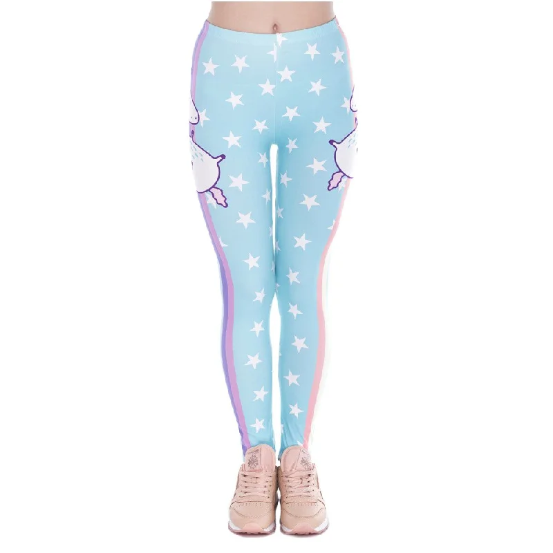 Fashion Design Women Legins Unicorn Stars Printing Cozy Legging Woman High Waist Casual Leggings