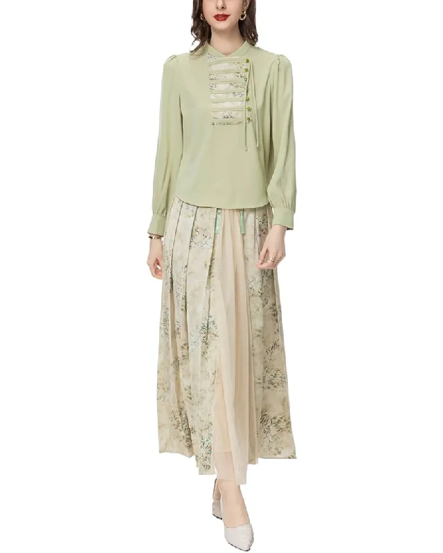 BURRYCO 2pc Blouse & Skirt Set corduroy skirt cozy