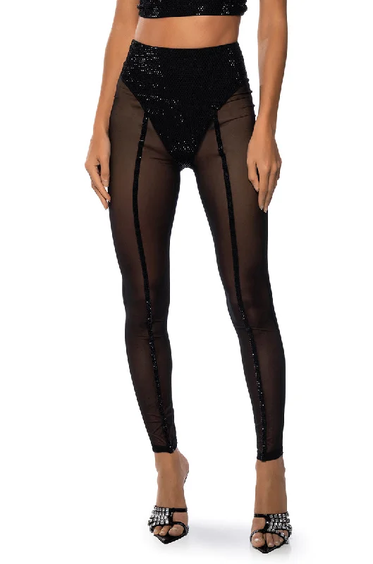 DYNAMITE EMBELLISHED HIGH WAIST MESH LEGGING