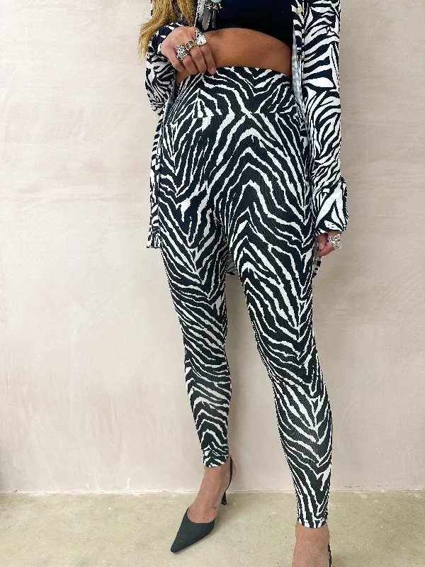 High Waisted Leggings In Zebra Print