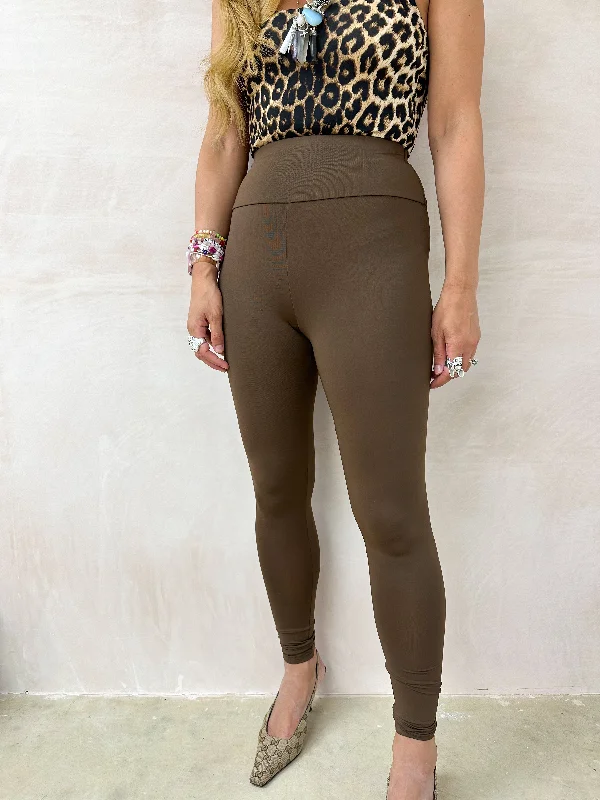 High Waisted Leggings In Brown