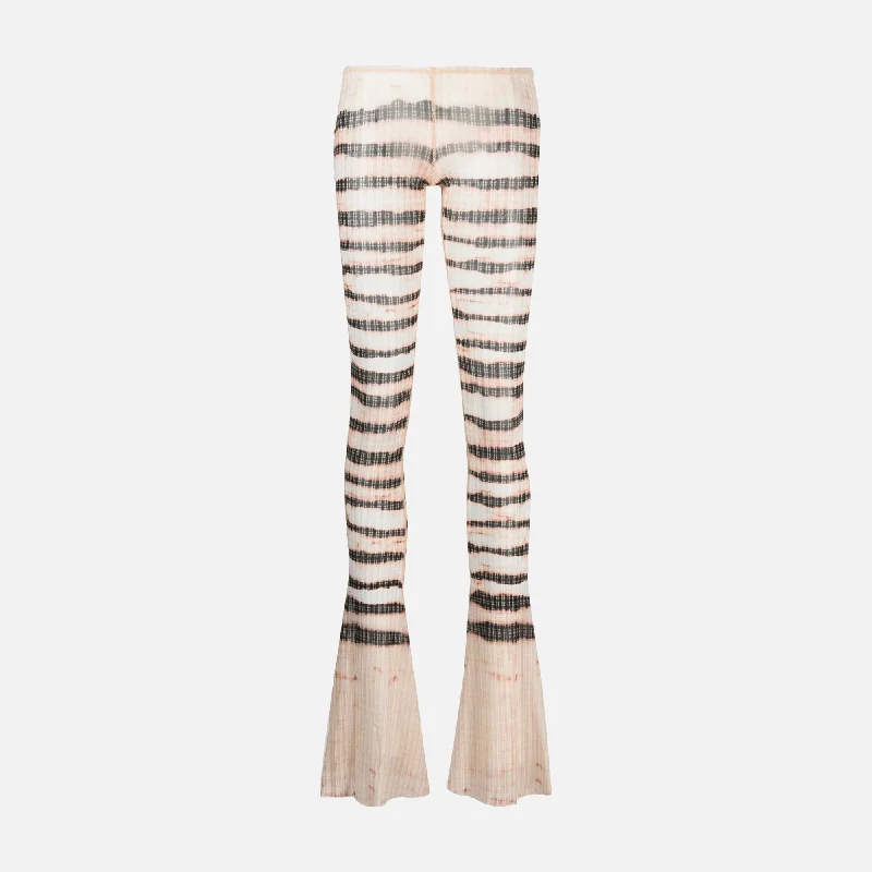 Jean Paul Gaultier Striped Washed Mariniere Low Waist Flare Leggings - Ecru