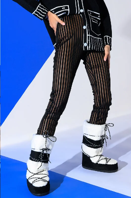 LYNN CINCHED ANKLE SHEER STRIPE LEGGING