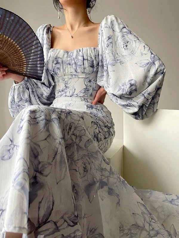 Summer Vintage Floral Print Skirt Set Women Elegant Retro Two Piece Skirt Suit Female Korean Style Spuare Collar Loose Suit lace skirt feminine Summer Vintage Floral Print Skirt Set Women Elegant Retro Two Piece Skirt Suit Female Korean Style Spuare Collar Loose Suit lace skirt feminine