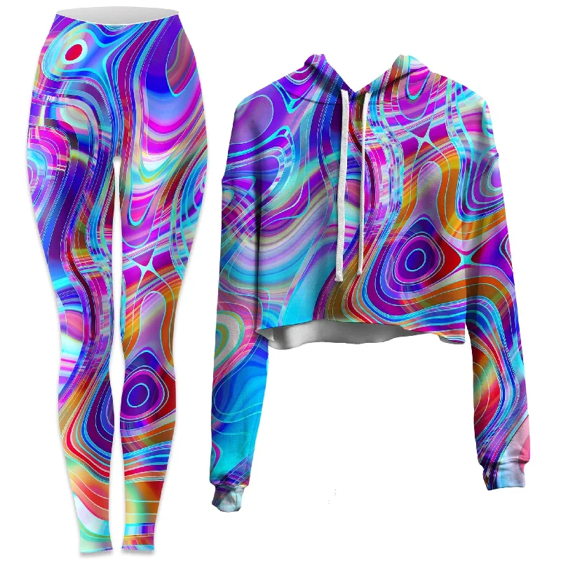 Aqua Realm Crop Hoodie and Leggings Combo