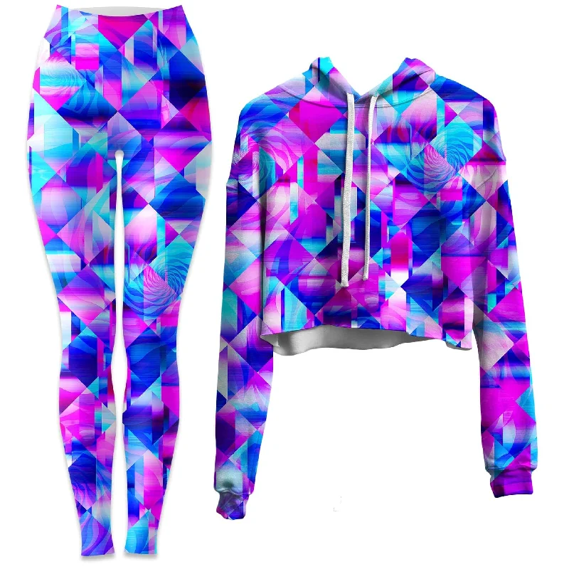 Blossom Trippy Crop Hoodie and Leggings Combo