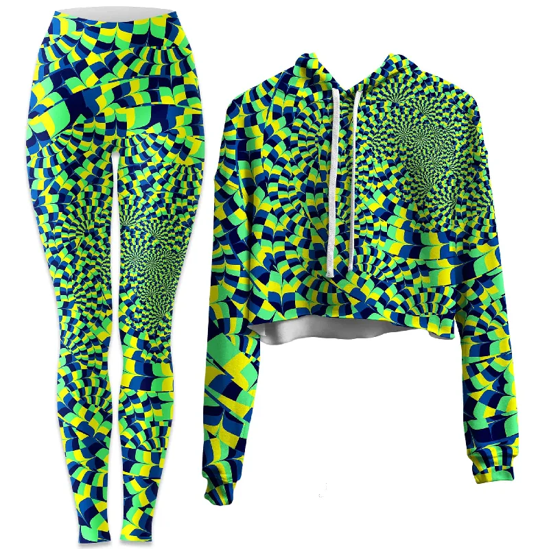 Green Portal Crop Hoodie and Leggings Combo