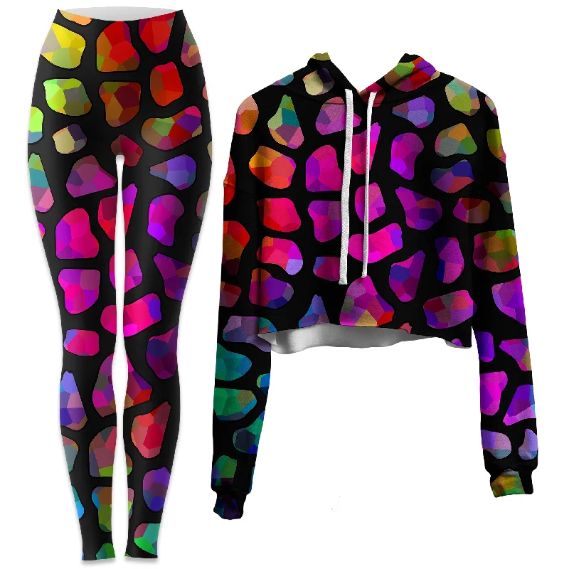 Jewel Giraffe Spots Crop Hoodie and Leggings Combo