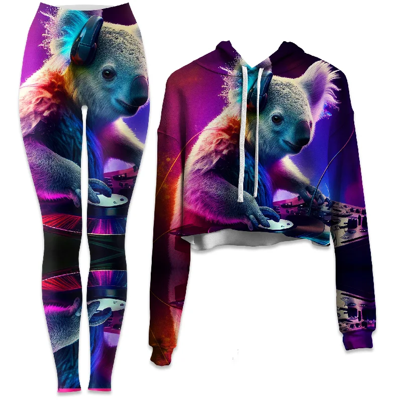 Koala Beats Crop Hoodie and Leggings Combo