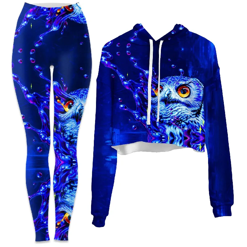 Lucid Owl Crop Hoodie and Leggings Combo