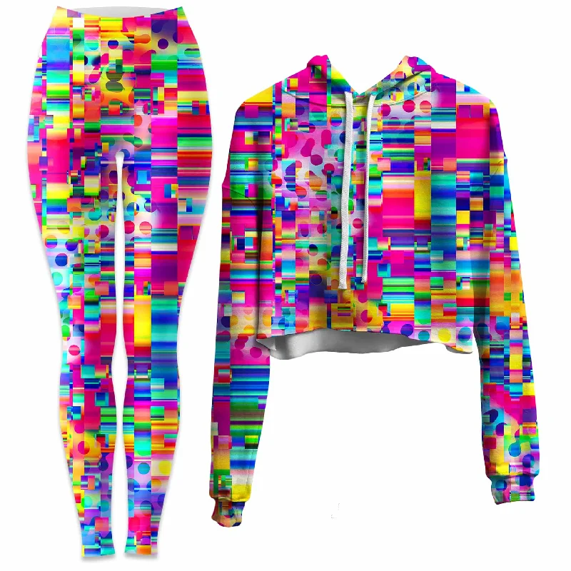 No Signal Crop Hoodie and Leggings Combo