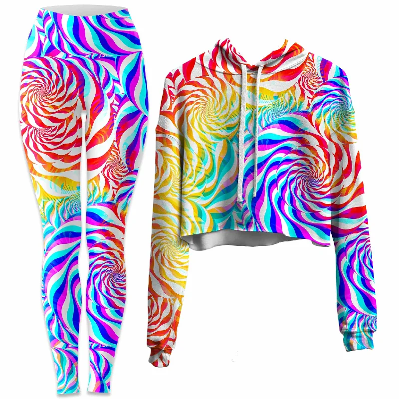 PLUR Rainbow Crop Hoodie and Leggings Combo