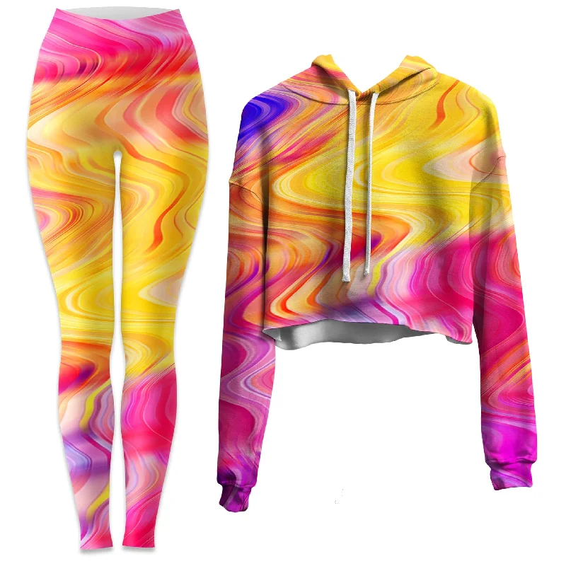 Psychedelic Aftershock Crop Hoodie and Leggings Combo