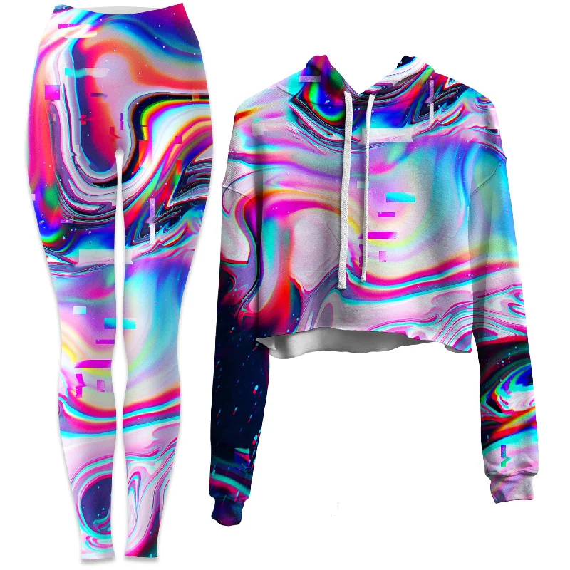 Simulation Break Crop Hoodie and Leggings Combo