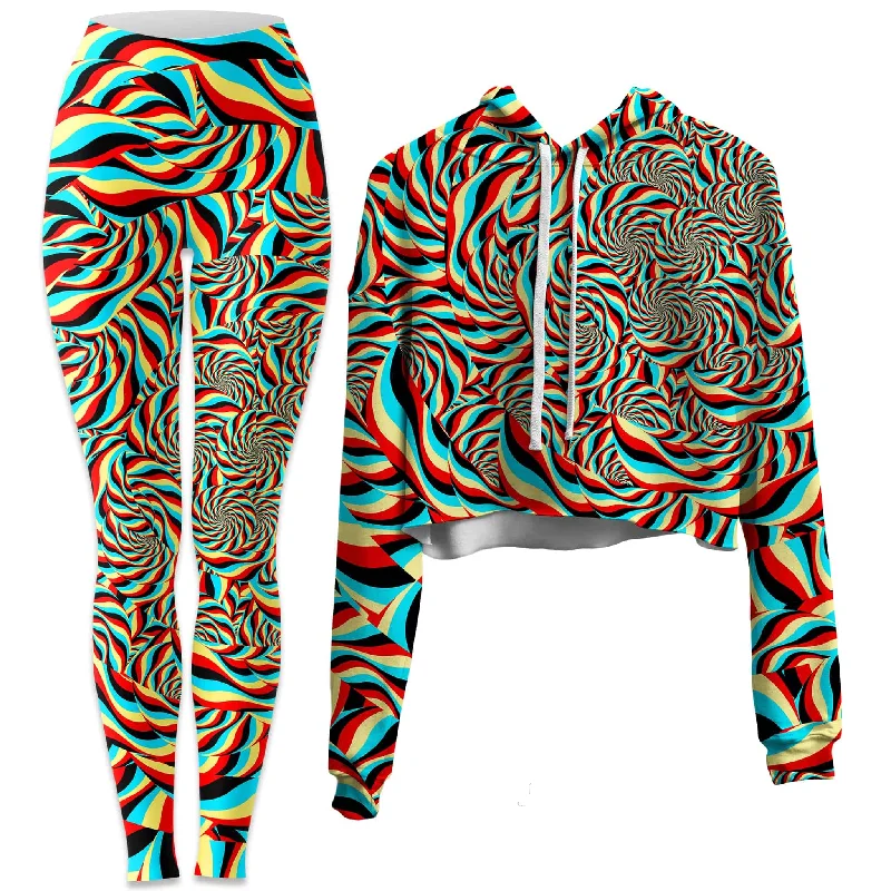 Trippy Swirl Crop Hoodie and Leggings Combo