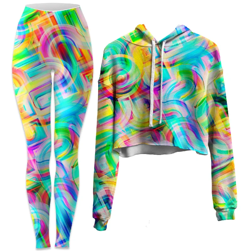 Tropical Nectar Crop Hoodie and Leggings Combo