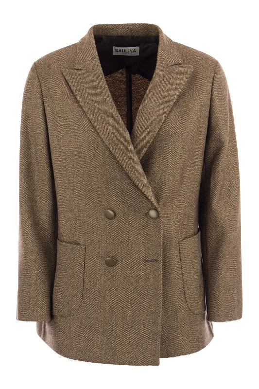 ASSUNTA - Double-breasted jacket Herringbone Jacket Houndstooth Jacket Plaid Jacket