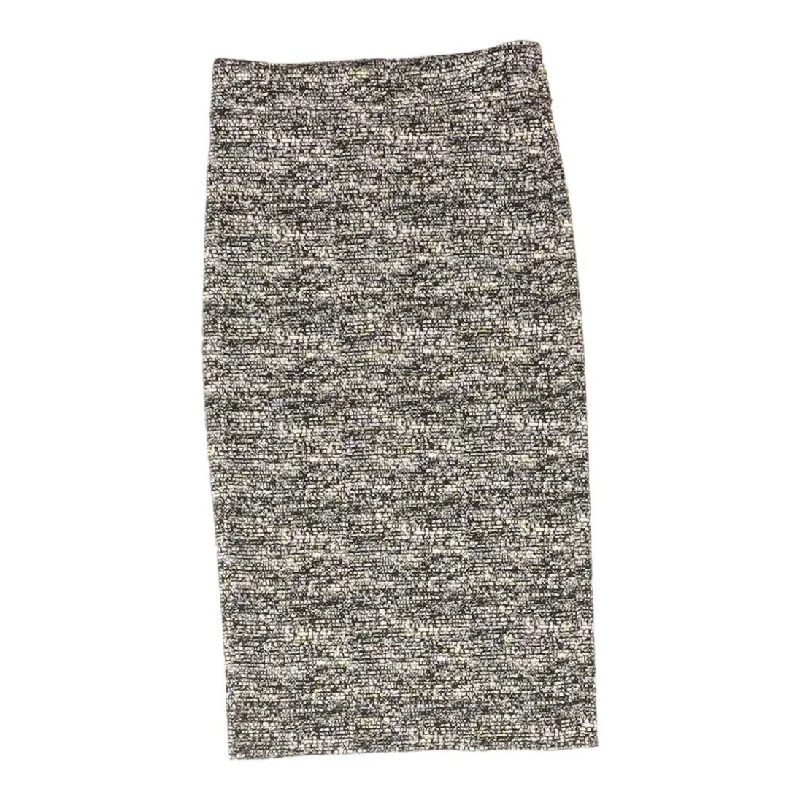 Black Graphic Midi Skirt button skirt front