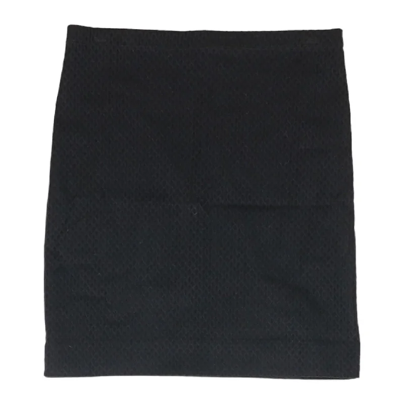 Black Solid Midi Skirt cashmere skirt rich