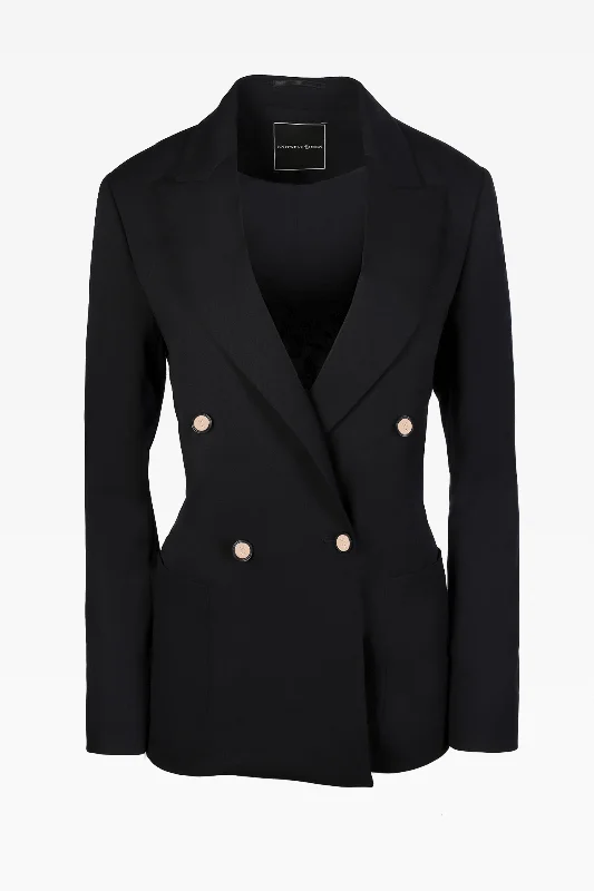 Carrie Black Double Breasted Jacket: Tailored Elegance Essential for Modern Women Striped Jacket Polka Dot Jacket Floral Jacket Carrie Black Double Breasted Jacket: Tailored Elegance Essential for Modern Women Striped Jacket Polka Dot Jacket Floral Jacket