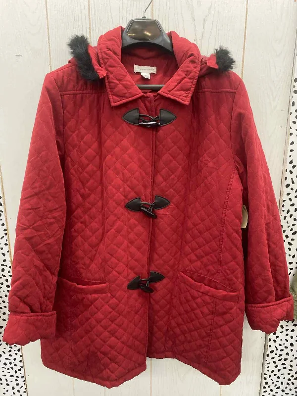 Christopher & Banks Red Womens Size XL Jacket (Outdoor) Rayon Jacket Velvet Jacket Corduroy Jacket Christopher & Banks Red Womens Size XL Jacket (Outdoor) Rayon Jacket Velvet Jacket Corduroy Jacket