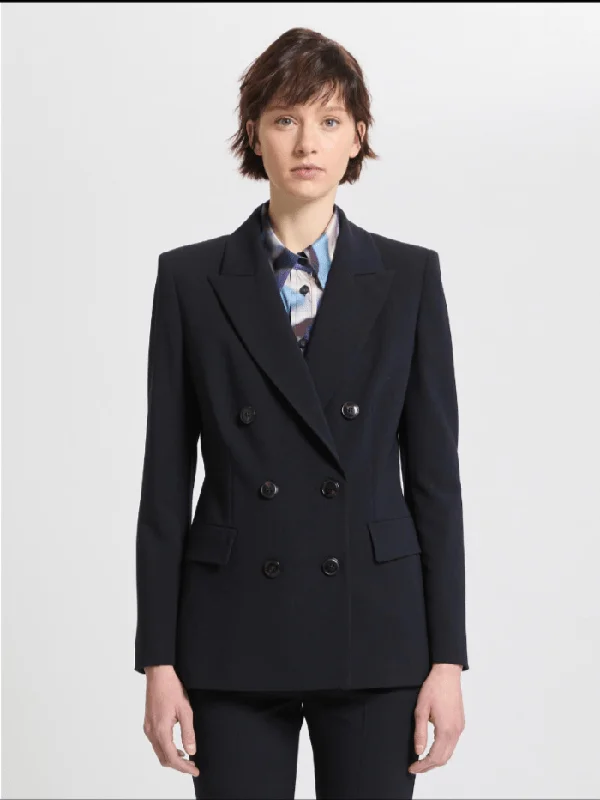 Marella Gisele Navy Double Breasted Pinstriped Jacket 23304620382 Col 001 Rayon Fabric Velvet Fabric Corduroy Fabric Marella Gisele Navy Double Breasted Pinstriped Jacket 23304620382 Col 001 Rayon Fabric Velvet Fabric Corduroy Fabric