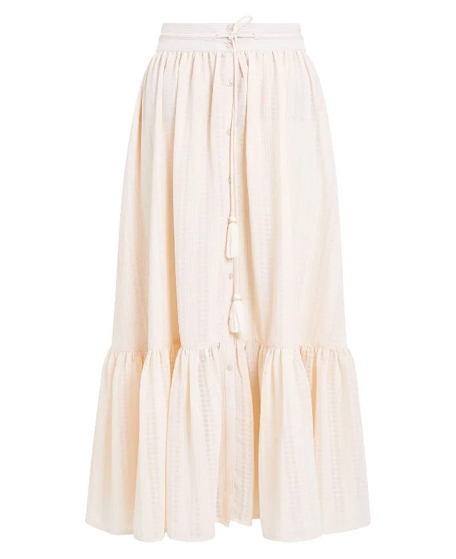 Desert Check Tiered Skirt - Ecru wool skirt sturdy